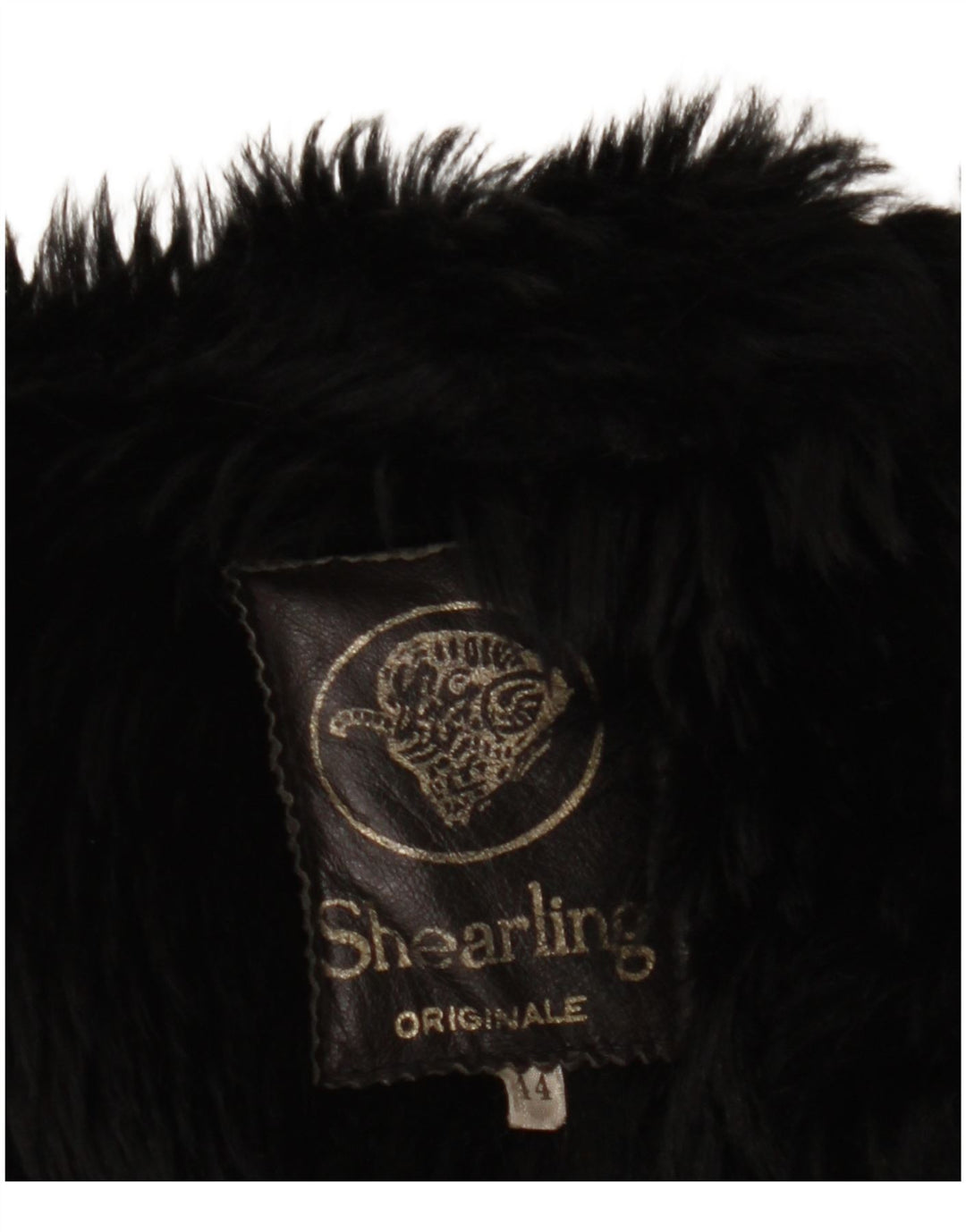 Cappotto in shearling vintage da donna UK 14 medio nero