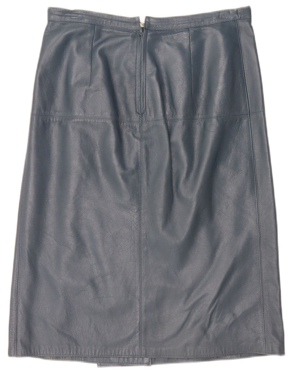 Gonna in pelle a vita alta da donna vintage IT 46 grande W30 blu