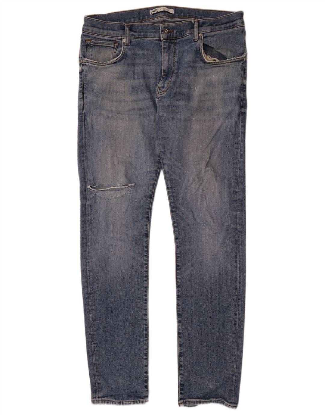 Jeans slim invecchiati da uomo Zara EU 46 XL W36 L33 Blu