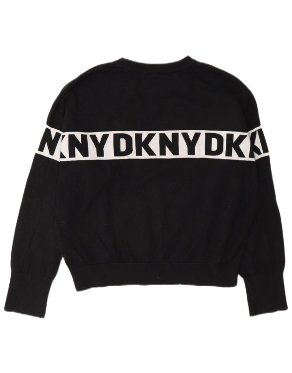 Felpa grafica da donna Dkny, maglione UK 14, cotone color block medio nero