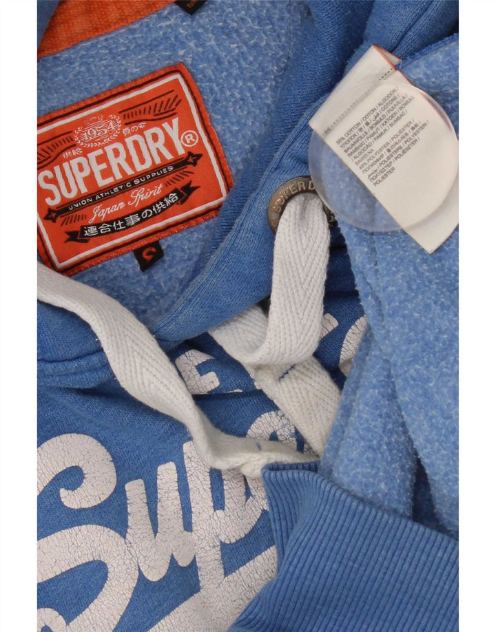Maglione con cappuccio grafico da uomo Superdry piccolo in cotone blu