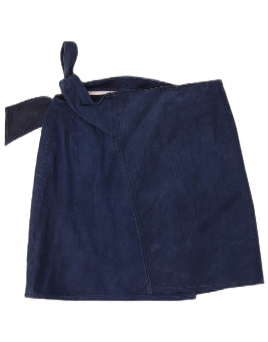 Mini gonna avvolgente in pelle scamosciata vintage da donna W32 grande blu navy