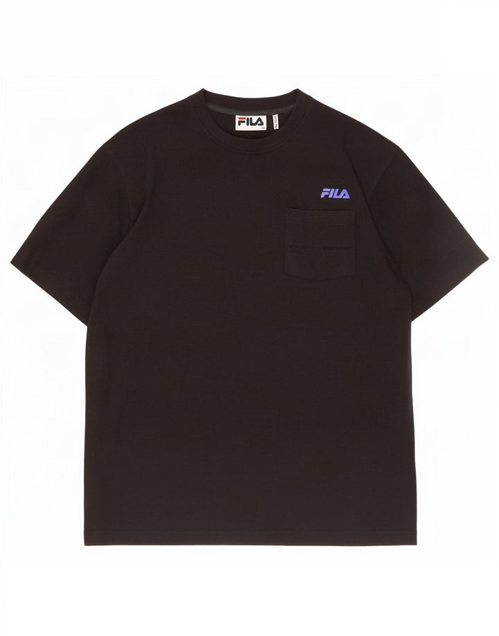T-shirt Fila da uomo Top in cotone nero medio