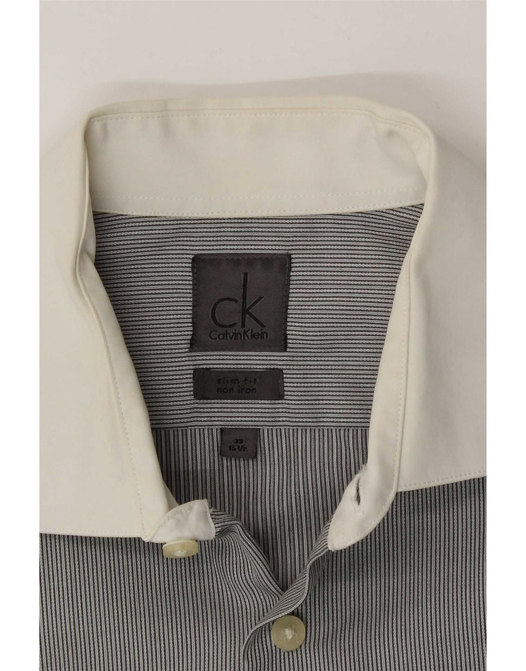 Camicia formale da uomo Calvin Klein taglia 39 15 1/2 gessato grigio medio