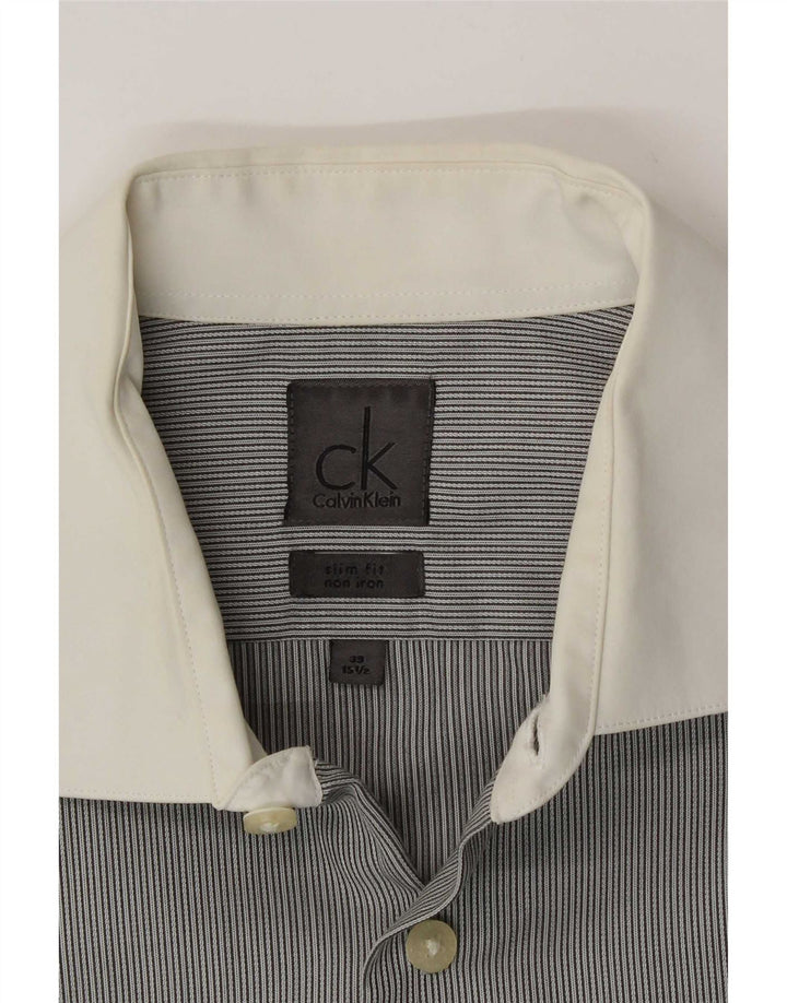 Camicia formale da uomo Calvin Klein taglia 39 15 1/2 gessato grigio medio