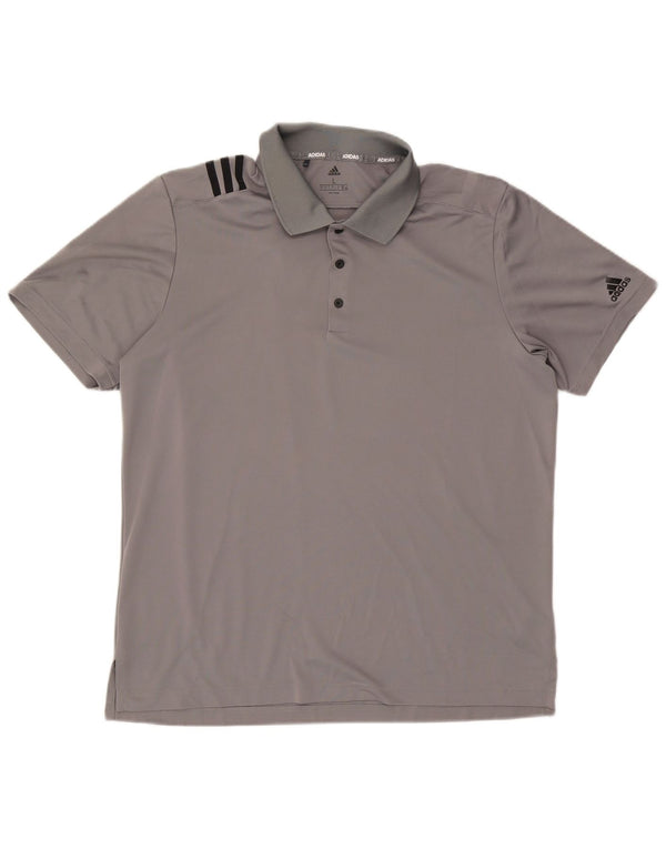 Polo Adidas da uomo grande in poliestere grigio