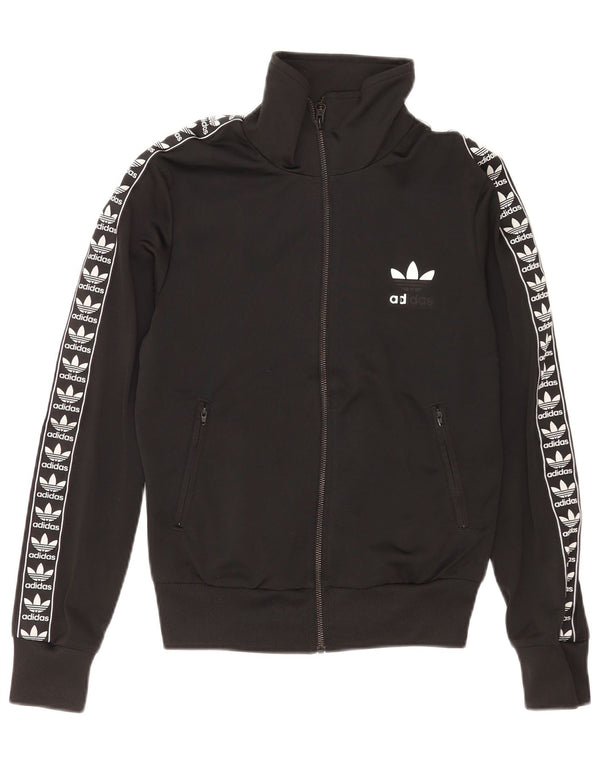 Giacca da ginnastica grafica da donna Adidas UK 10 Small Black Sports