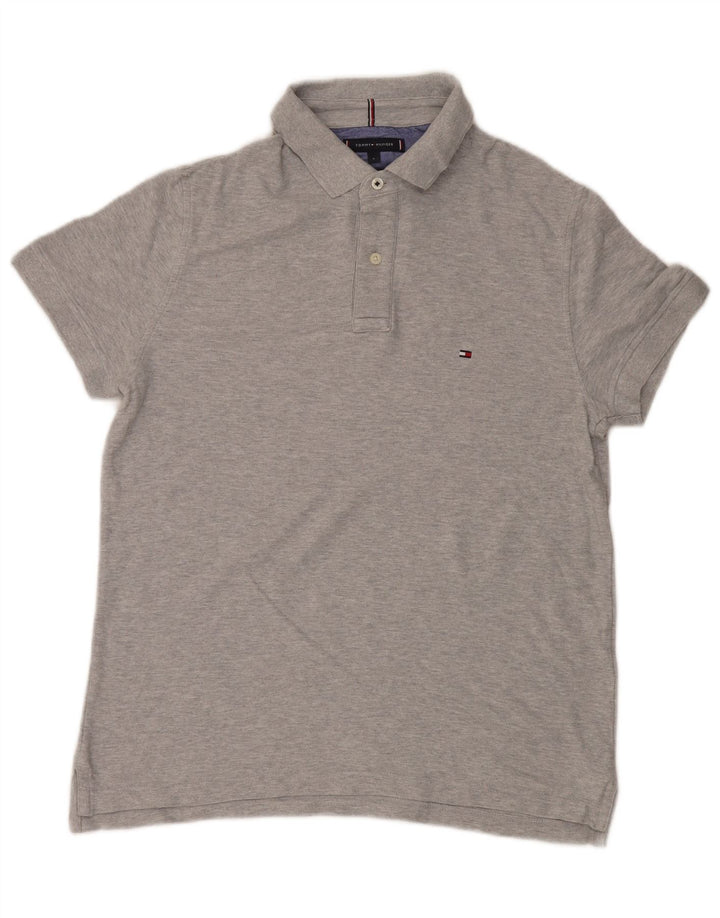 Polo slim fit da uomo Tommy Hilfiger grande grigia chiazzata