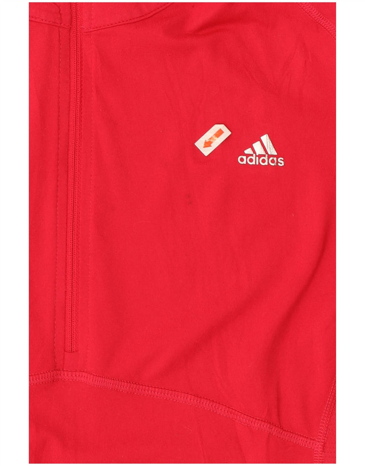 Top della tuta pullover con zip e collo ADIDAS da donna Climalite UK 20/22 XL Rosso