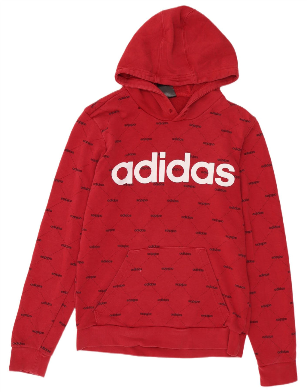 Maglione con cappuccio grafico da uomo ADIDAS piccolo in cotone rosso