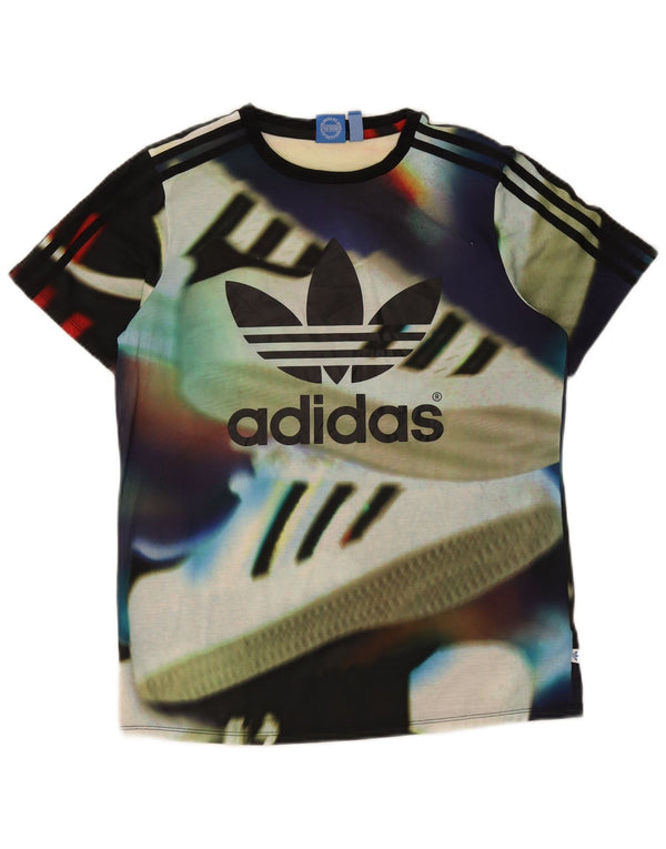 T-shirt grafica da donna Adidas Top UK 8 piccola in poliestere multicolore