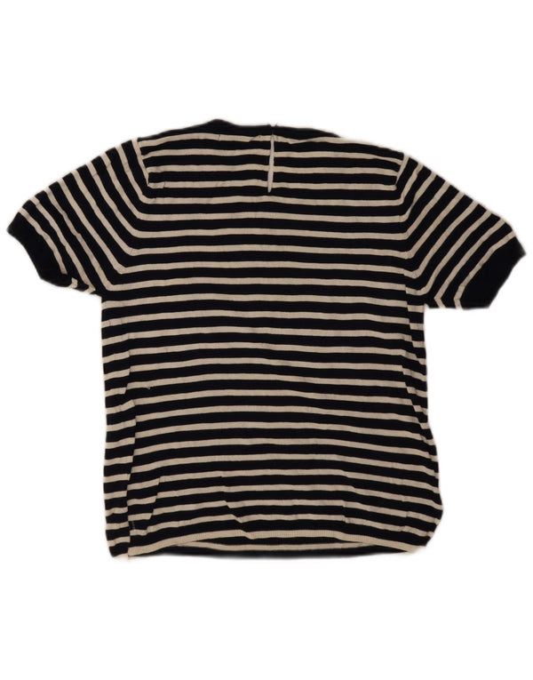 Maglione Zara da donna con scollo a barca UK 14 medio a righe bianco sporco