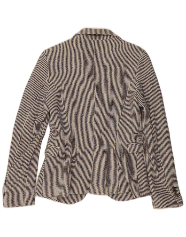 Giacca blazer da donna a 1 bottone Zara UK 12 Cotone gessato blu medio