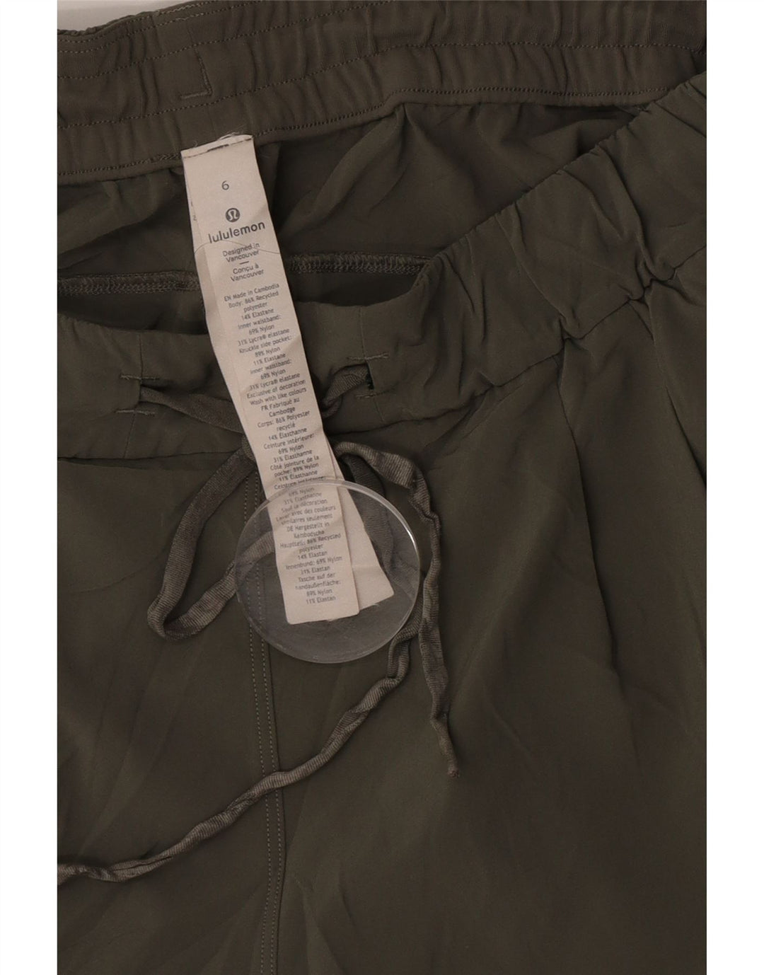 Pantaloncini sportivi da donna Lululemon US 6 poliestere kaki medio