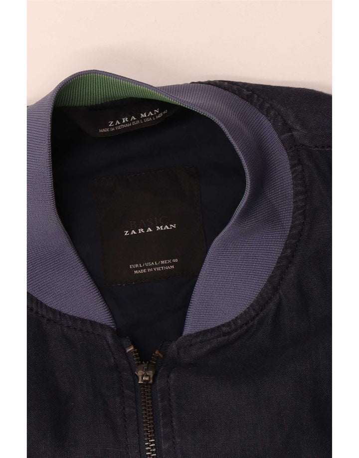 Giubbotto bomber da uomo Zara UK 40 grande blu navy