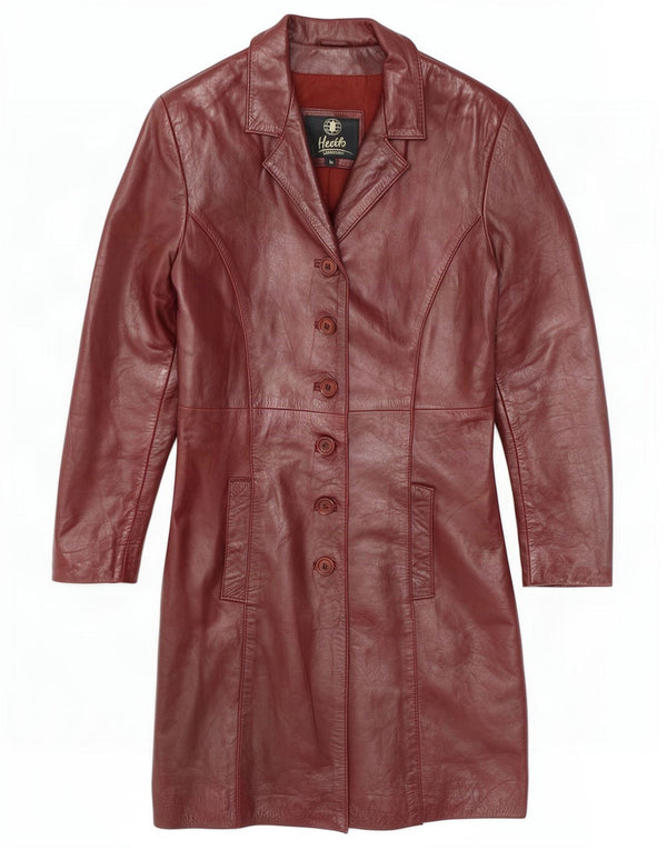 Cappotto in pelle da donna Heeli UK 12 Borgogna medio