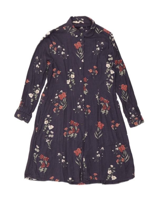 Fat Face Womens Long Sleeve Shirt Dress UK 10 Small Navy Blue Floral