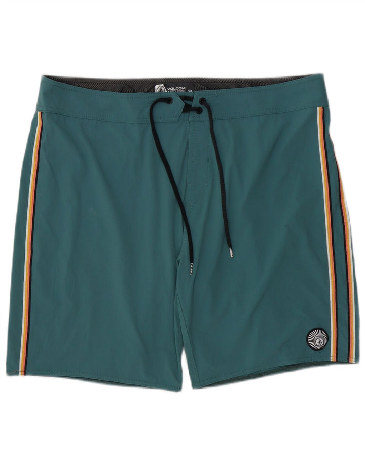 Pantaloncini da bagno da uomo Volcom XL a righe verdi