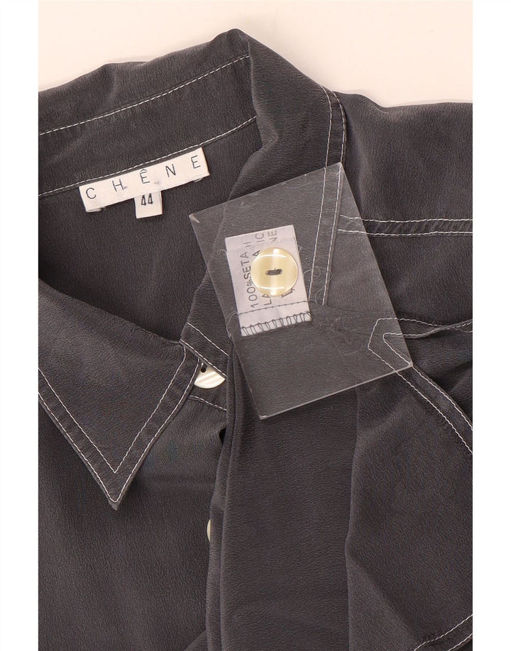 Camicetta camicia senza maniche vintage da donna IT 44 Seta grigio medio