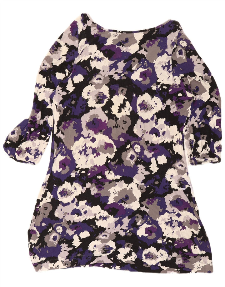Abito basic da donna Marks & Spencer con maniche a 3/4 UK 16 Large Purple Camouflage