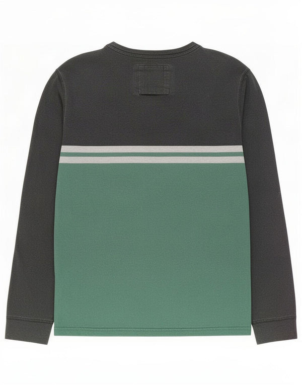 Fat Face Top da uomo a maniche lunghe in cotone color block grigio piccolo
