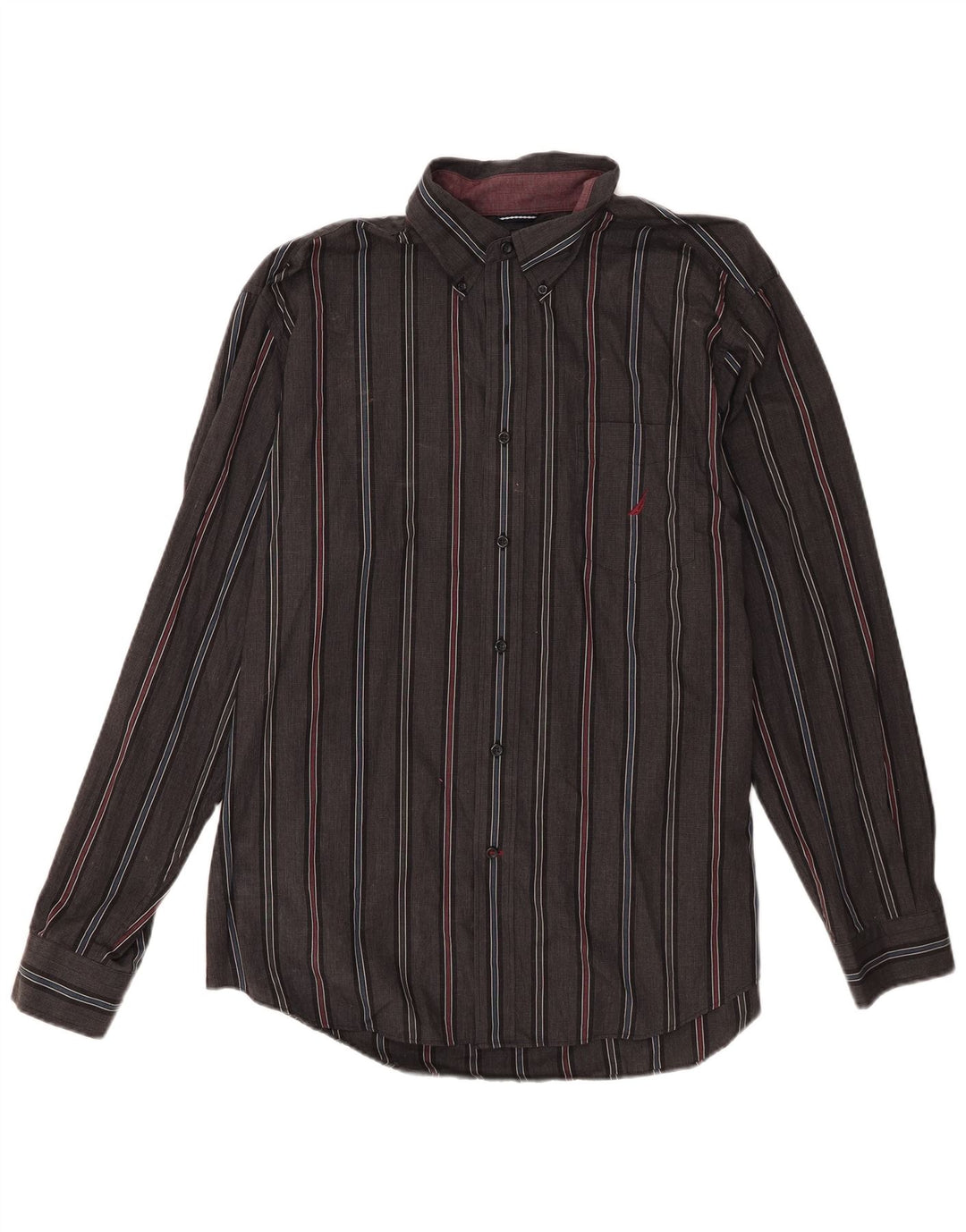 Camicia da uomo Nautica XL in cotone a righe grigie