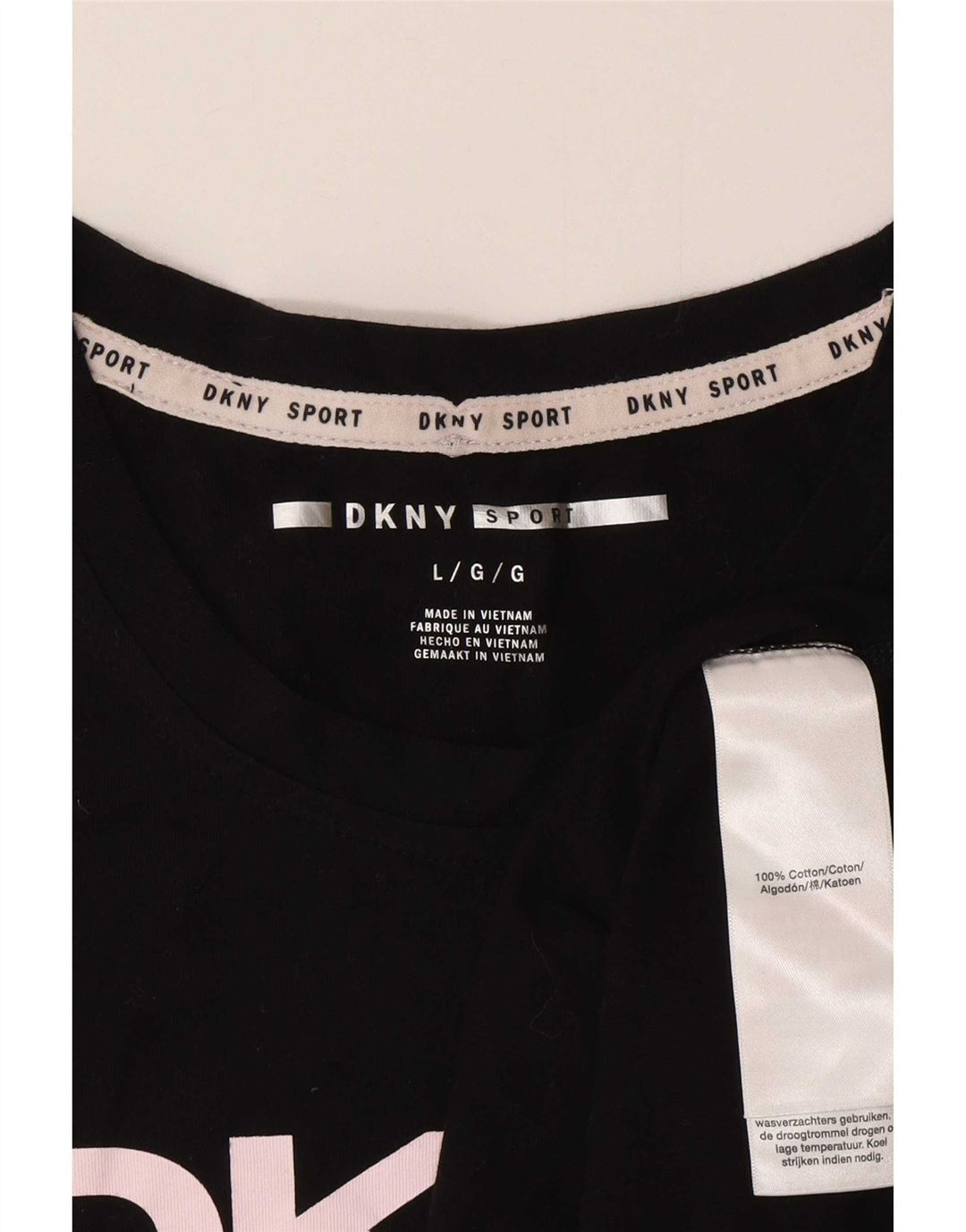 Canottiera grafica da donna Dkny UK 16 grande cotone nero