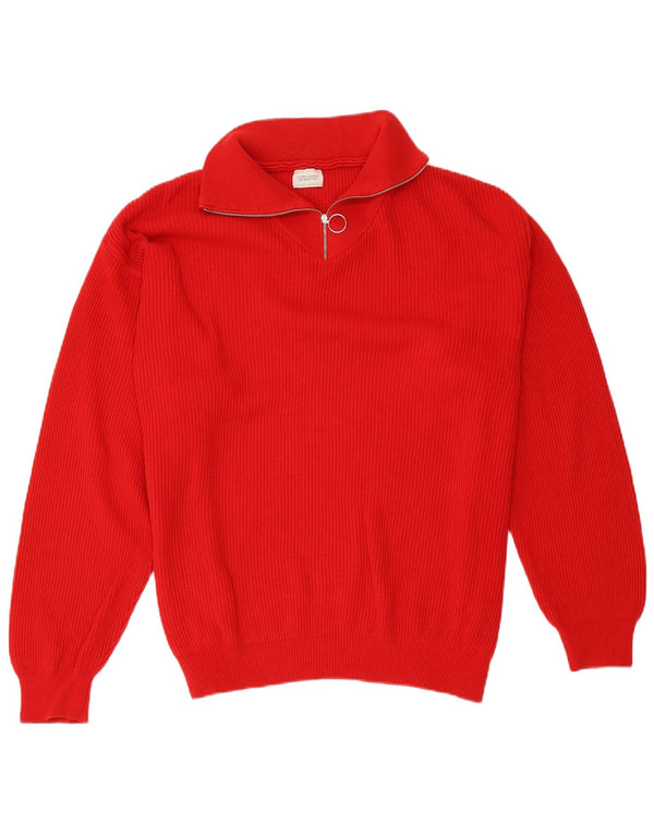 Maglione da uomo Benetton con zip e collo grande in cotone rosso