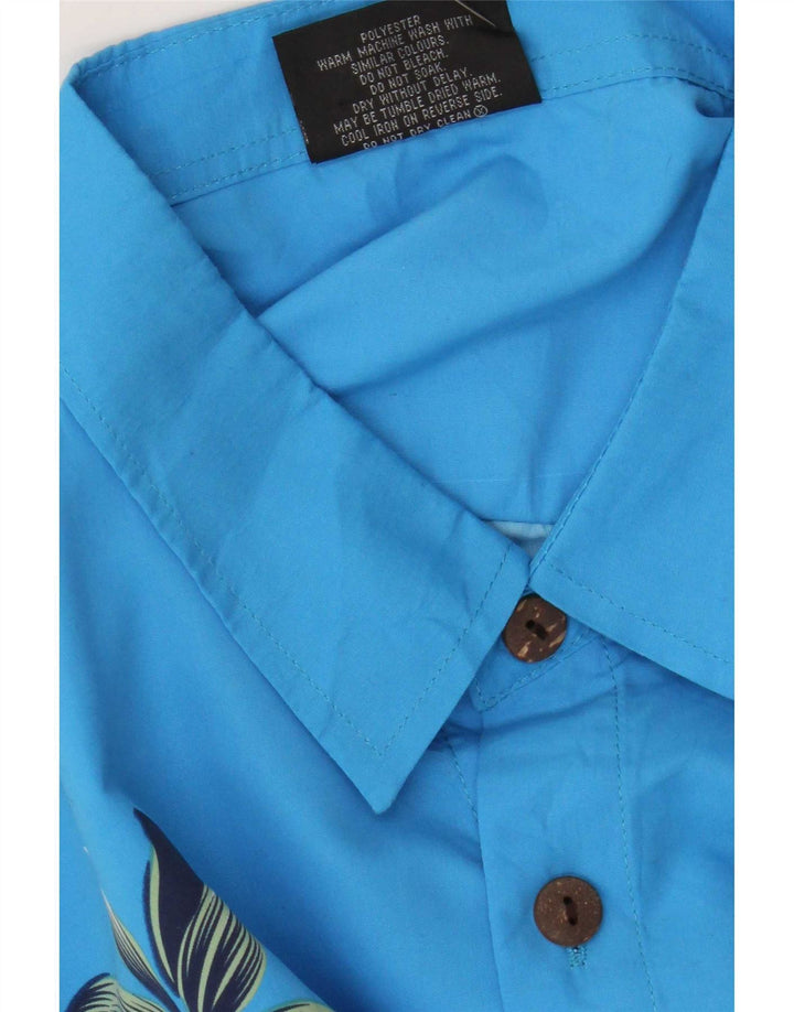 Camicia a maniche corte da uomo Lowes 2XL hawaiana in poliestere floreale blu