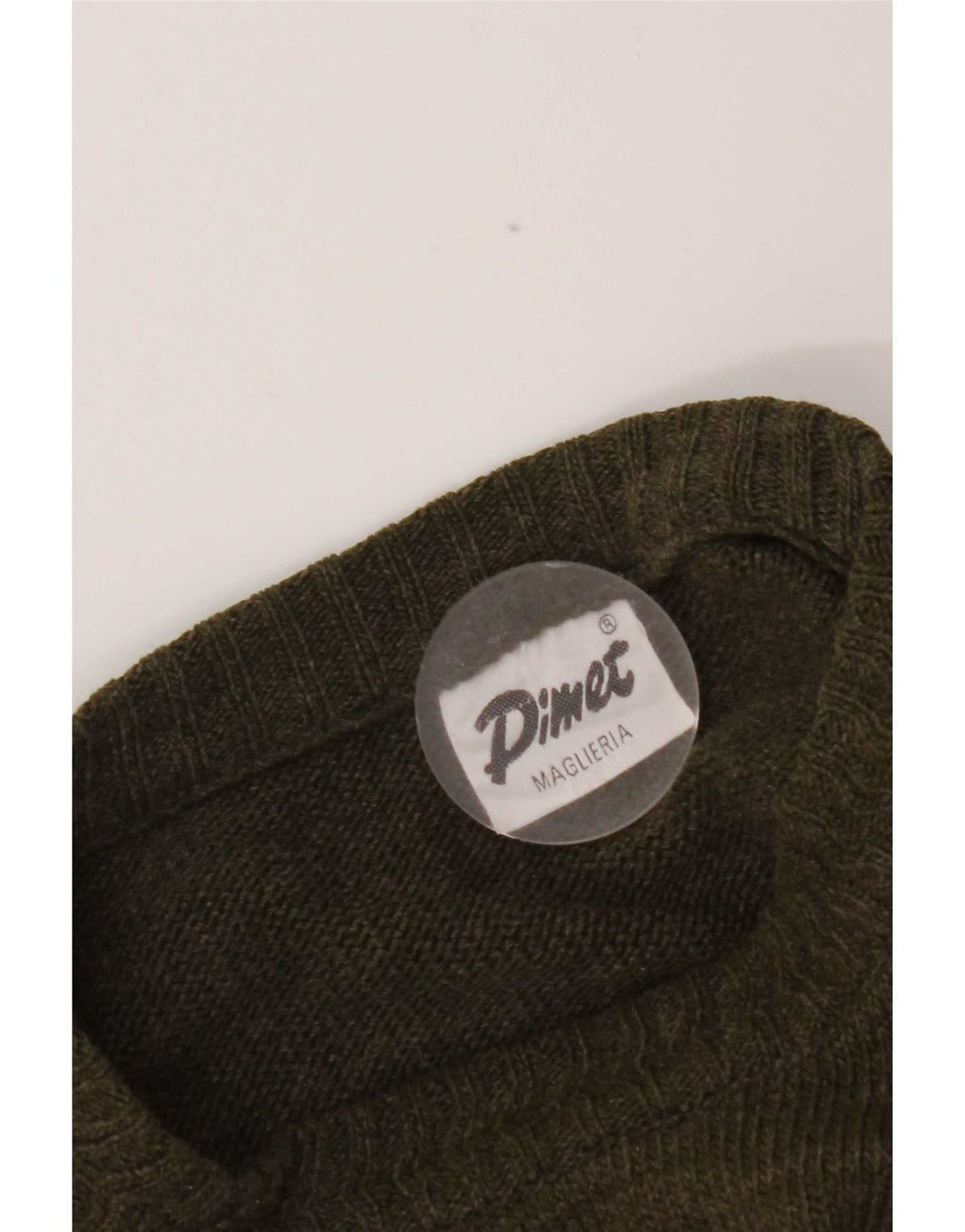 Maglione maglione girocollo da uomo vintage medio kaki a rombi/diamante