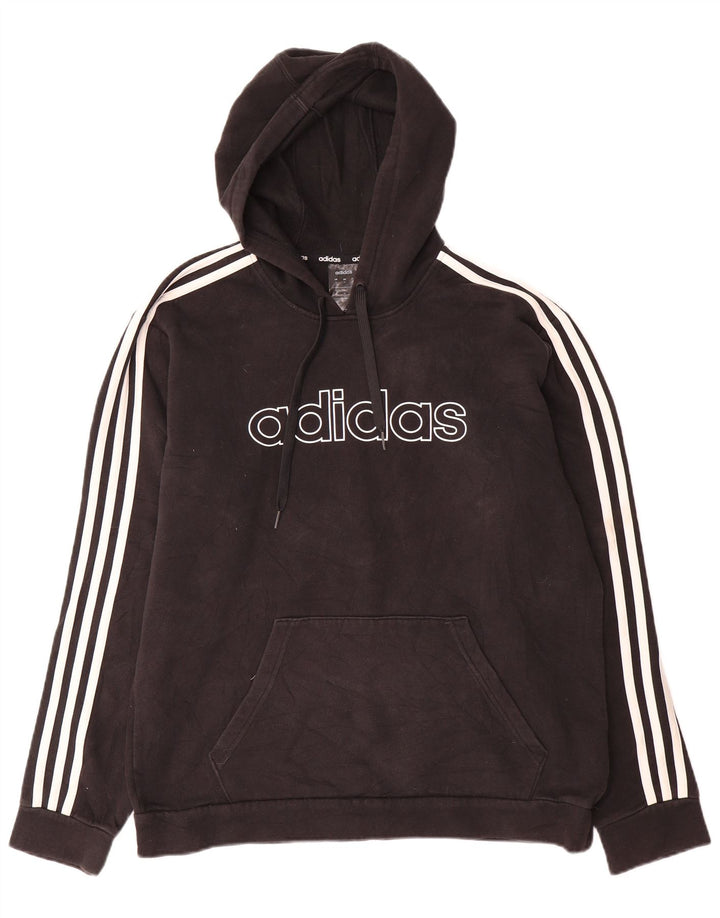Felpa con cappuccio grafica da uomo Adidas, cotone medio nero