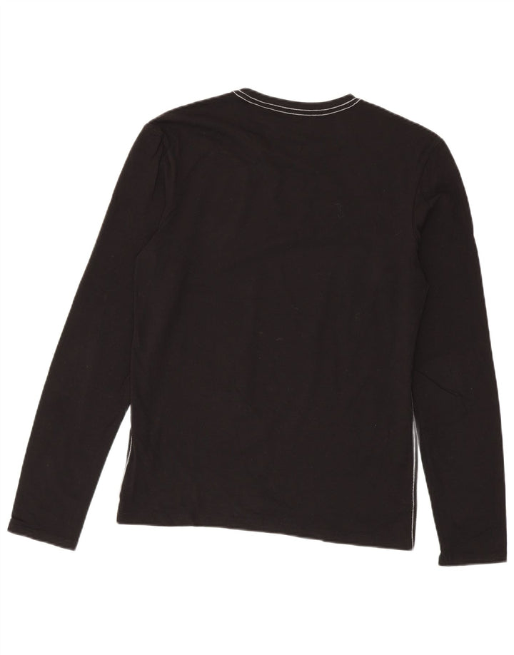 Guess Top grafico da uomo a maniche lunghe piccolo in cotone nero