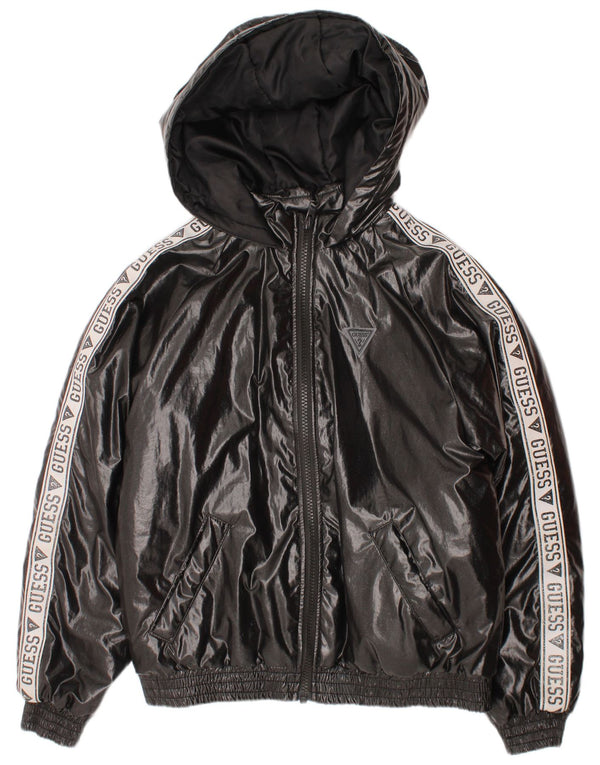 Guess Baby Girls Graphic Hooded Padded Jacket 9-12 Months Grey Polyethylene