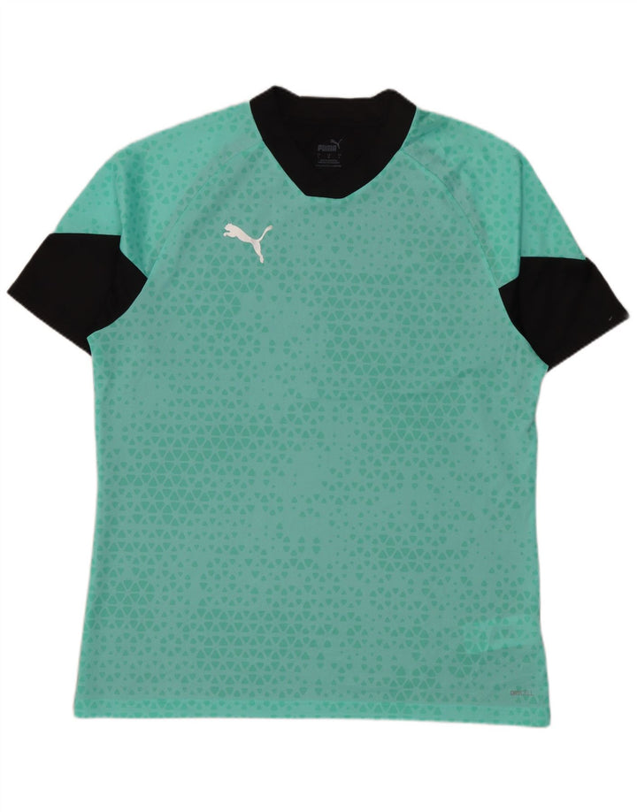 T-shirt da uomo Puma Top Large in poliestere geometrico turchese
