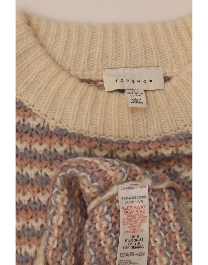 Topshop Maglione da donna con collo alto e corto UK 10 piccolo multicolore