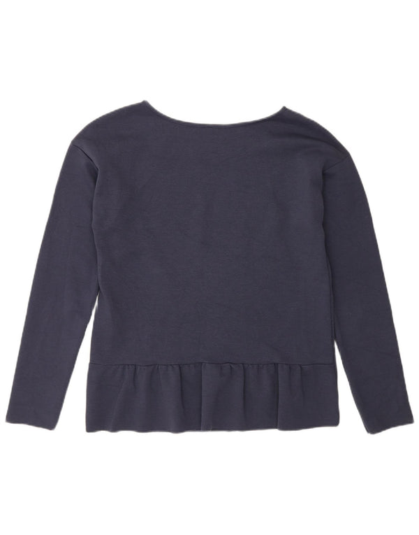 Benetton Top da donna a maniche lunghe UK 10 Small Blu Navy