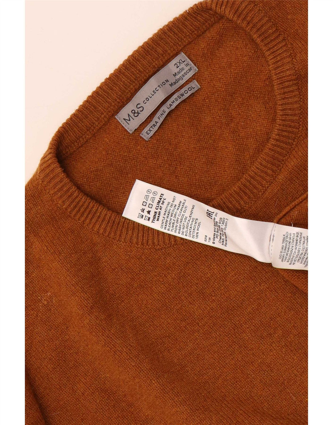 Maglione maglione girocollo da uomo Marks & Spencer 2XL lana marrone