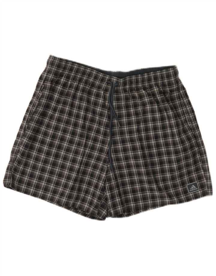 Pantaloncini sportivi Adidas da uomo medio in poliestere a quadri neri