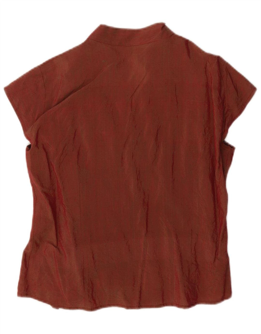 Camicetta a maniche corte corta da donna vintage UK 12 Marrone medio