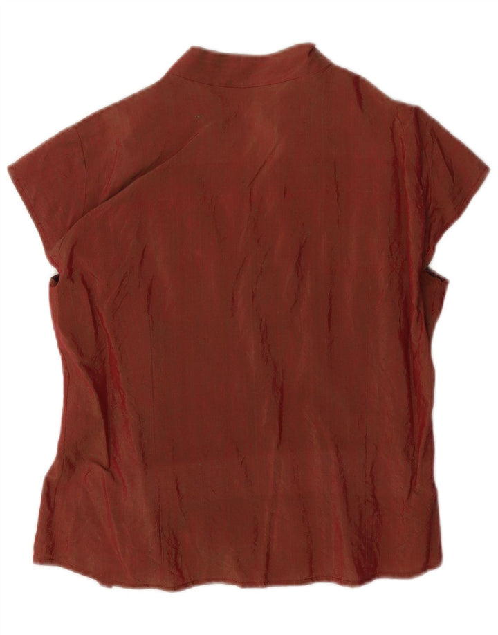 Camicetta a maniche corte corta da donna vintage UK 12 Marrone medio
