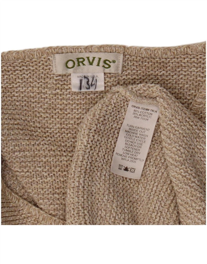 Maglione maglione con scollo a V da donna ORVIS UK 10 piccolo cotone beige