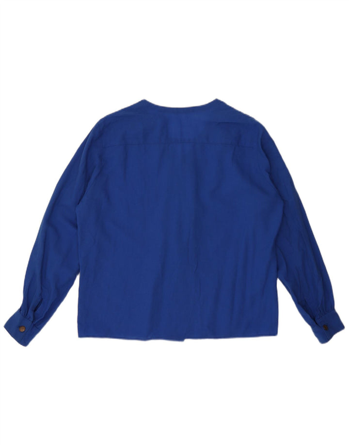 Camicetta camicia vintage da donna UK 16 grande blu