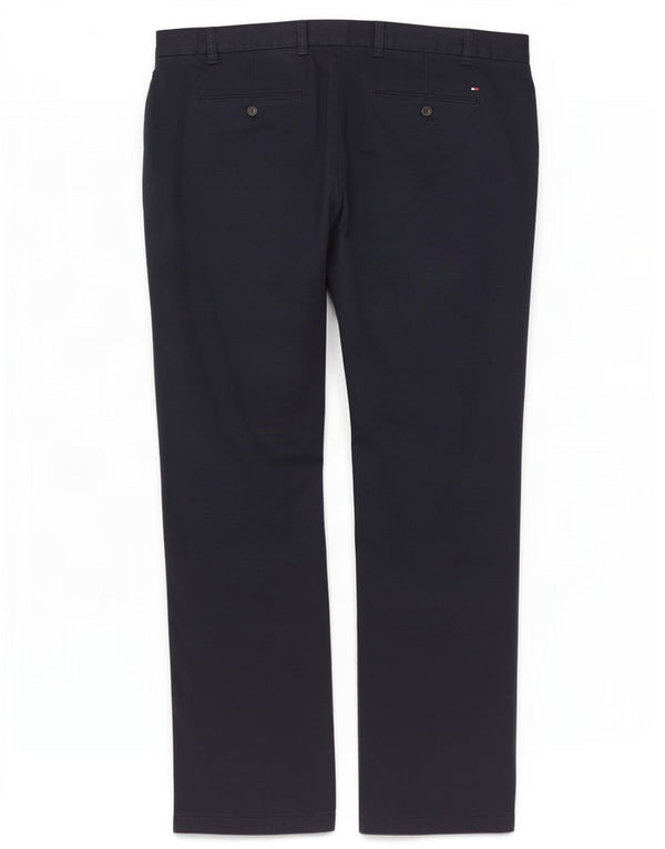 Pantaloni chino dritti da uomo Tommy Hilfiger W42 L32 cotone blu navy