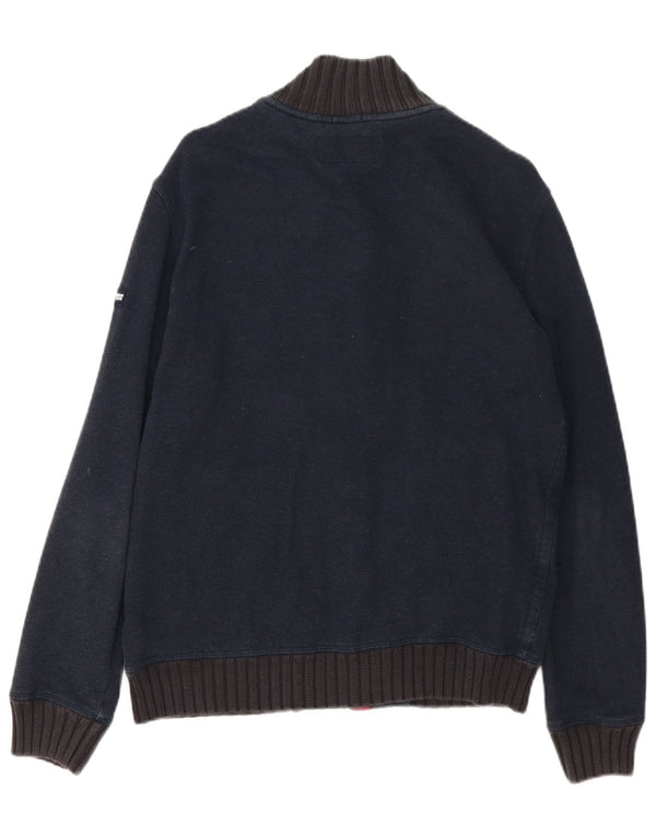 Armani Jeans Uomo Cardigan Maglione Grande Cotone Blu Navy