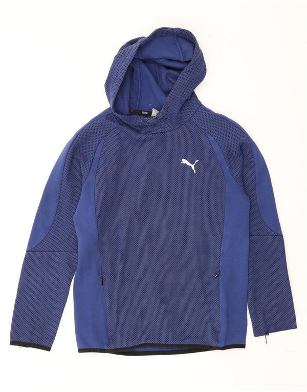 Felpa con cappuccio da bambino Puma 11-12 anni in cotone maculato blu