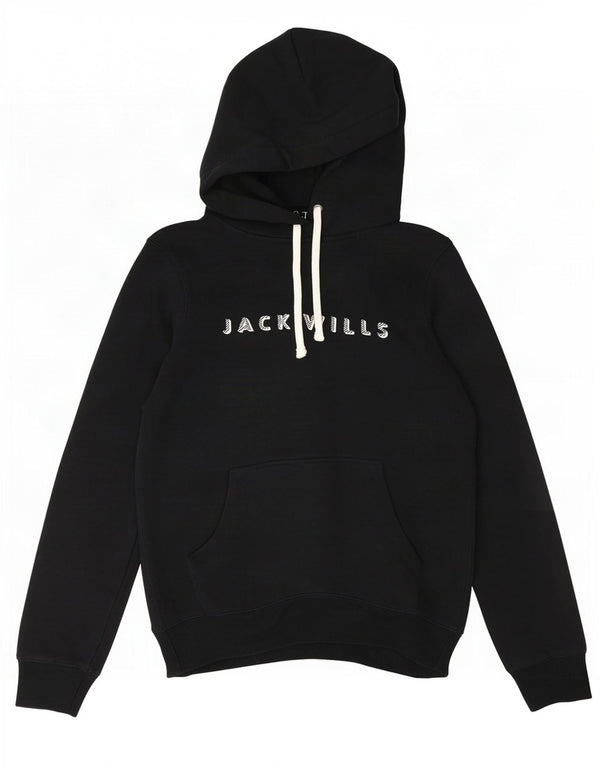 Maglione con cappuccio grafico da donna Jack Wills UK 8 piccolo cotone nero