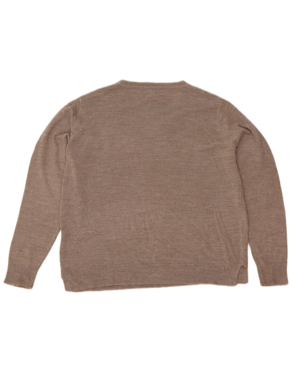 Marks & Spencer Womens Crew Neck Jumper Sweater UK 14 Large Beige Acrylic