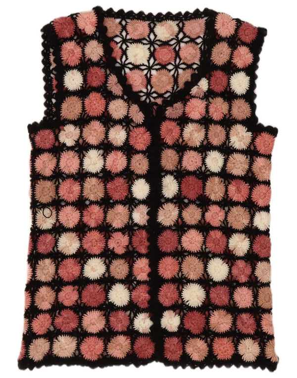Top cardigan all'uncinetto senza maniche da donna UK 14 grande