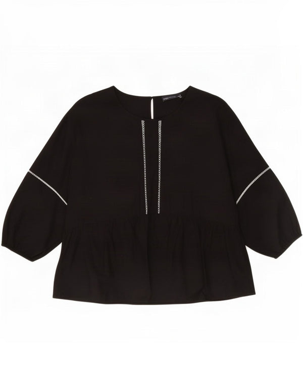 Camicetta a maniche lunghe da donna Marks & Spencer UK 12 cotone nero medio