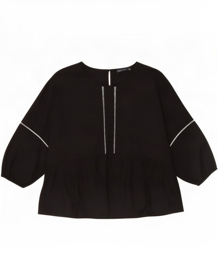 Camicetta a maniche lunghe da donna Marks & Spencer UK 12 cotone nero medio